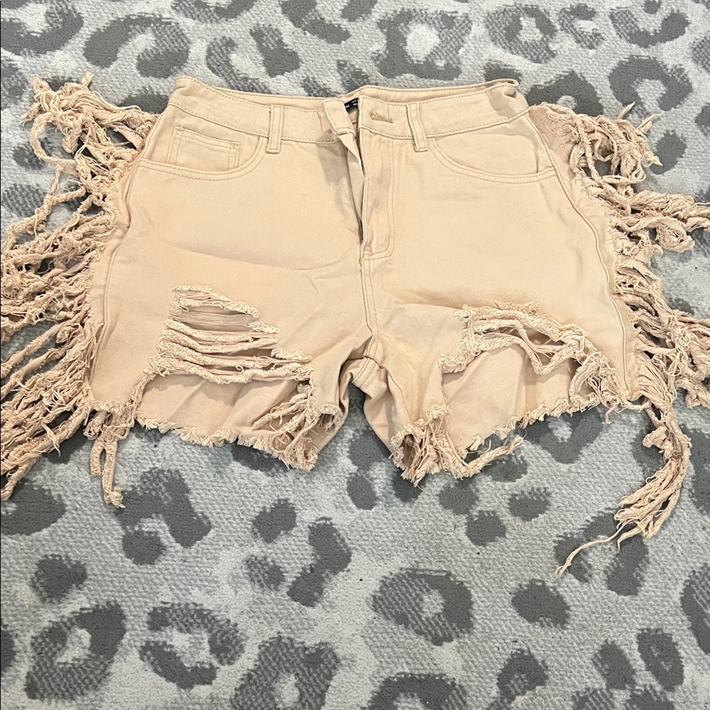 Frayed Tan Women Shorts